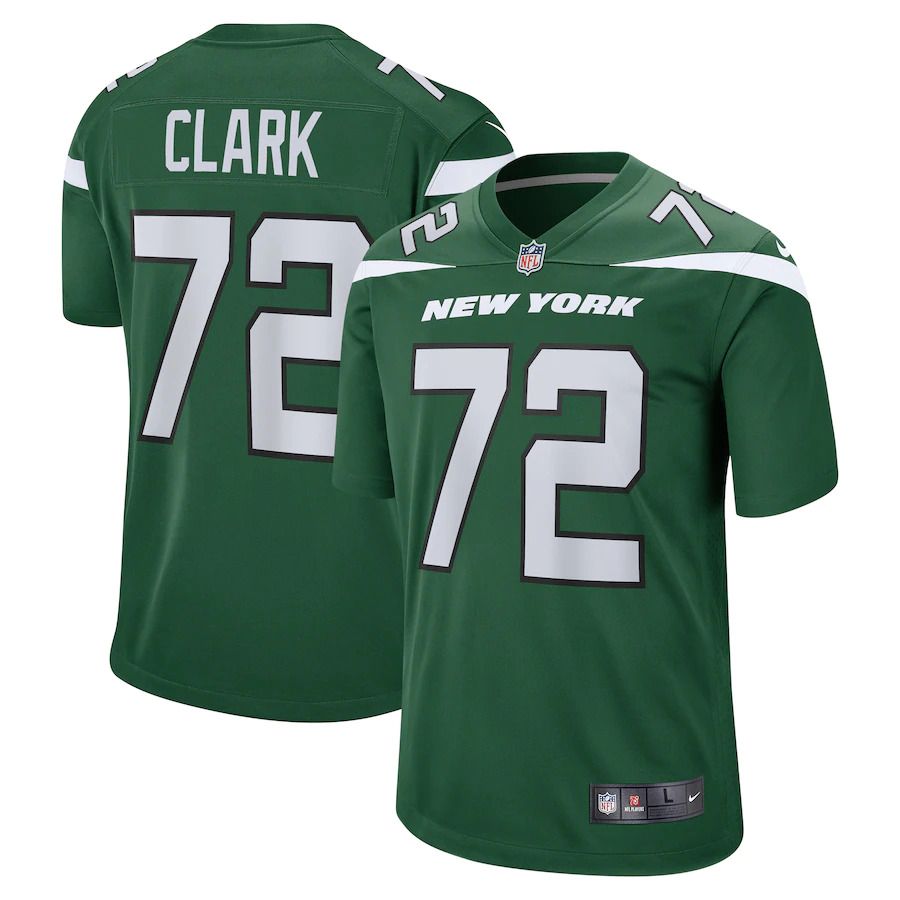 Men New York Jets 72 Cameron Clark Nike Gotham Green Game NFL Jersey
